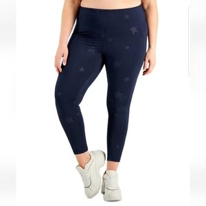 IDEOLOGY 💥 Women's Plus Size Performance Leggings Star Navy Blaze 1X NWT